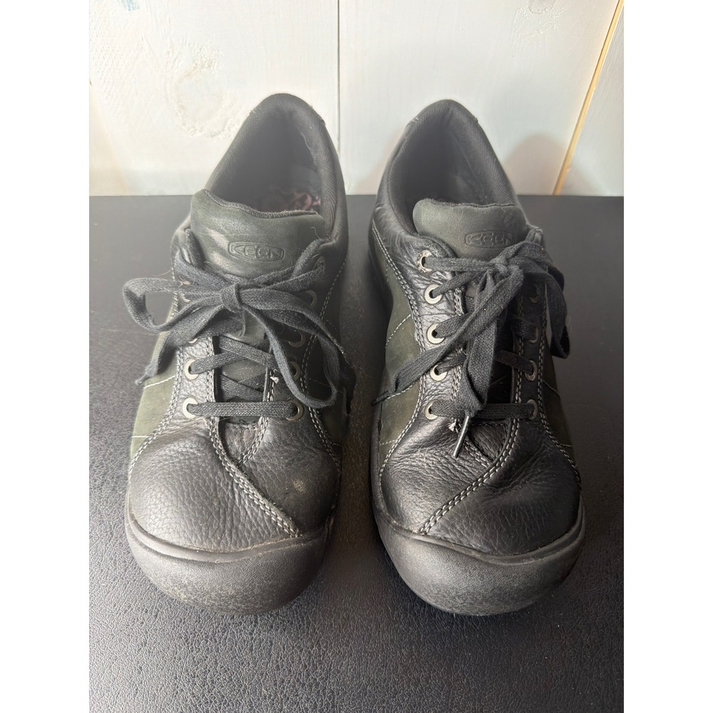 KEEN Women Black Leather Walking Shoes Lace Up Presidio 1011400 Size 10